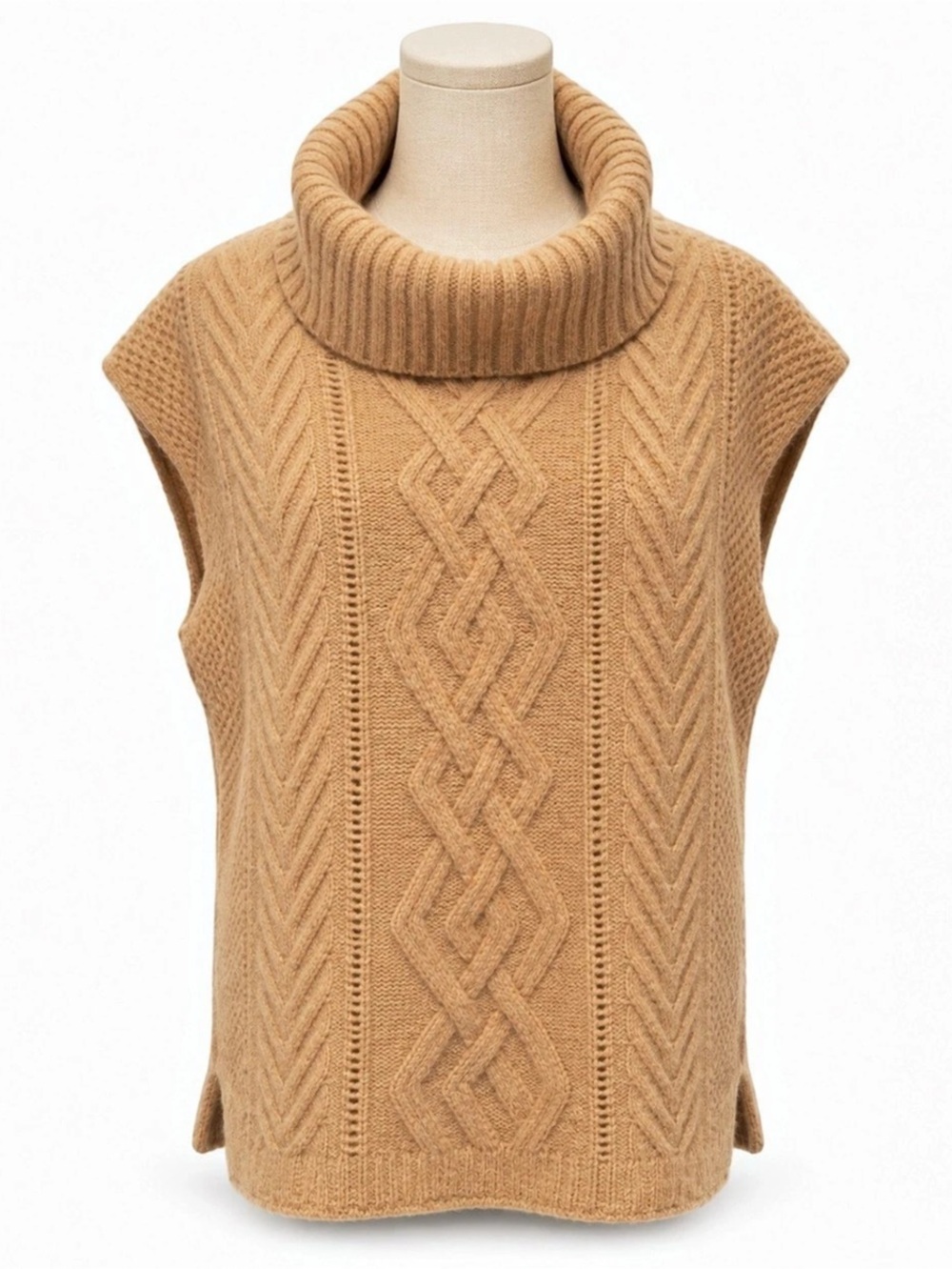 Rachel Zoe 100% 2-Ply Cashmere Cable Knit Cowl Neck Sweater Vest L